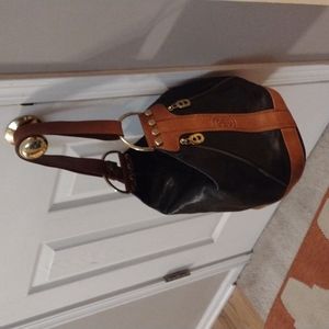 Marino Orlandi Italy Bucket bag,sling,purse,tote black cognac leather
